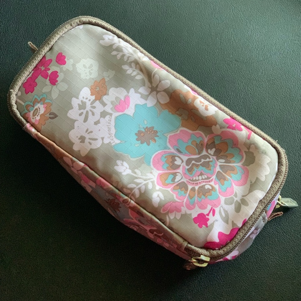 Lesportsac pink, grey floral pouch